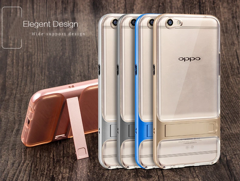 ITEUU R9S PC+ TPU чехол с подставкой для OPPO R9S мягкий гибкий силиконовый кристально прозрачный чехол с подставкой