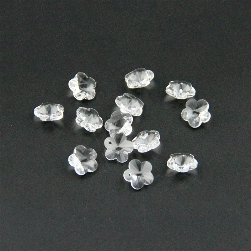 

Transparent Color 2000pcs ,14mm Crystal Plum Flower Beads In 1 Holes For Home Living Room Crystal Lamp Decoration Parts