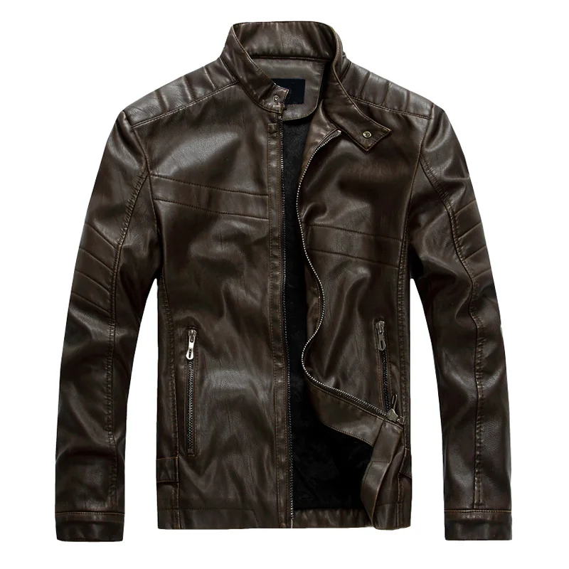 Мужская кожаная куртка EICHOS облегающая мотоциклетная из искусственной кожи в