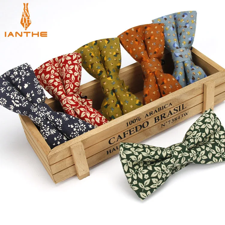 

Ianthe Men's bowtie Fashion flower printed bowties Neckwear Adjustable Man Wedding Bow Tie Male Cotton Butterfly Gravatas