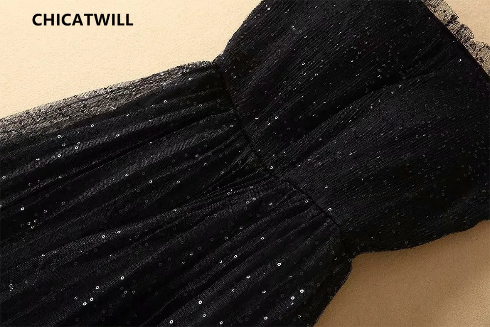 CHICATWILL 2019 летние женские сетчатые длинные платья с блестками шикарные вечерние на