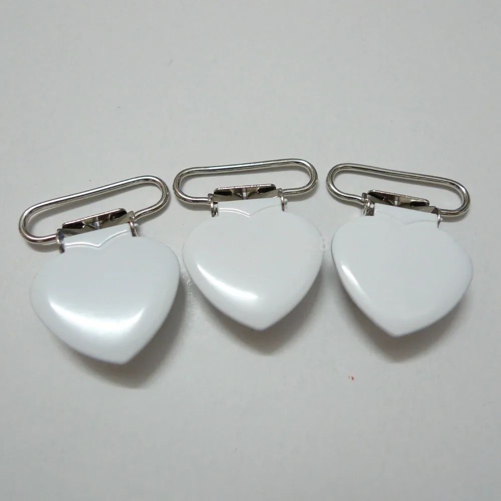 25 шт. 1 'ཕ мм # MD2 эмалированные клипсы в форме сердца белого цвета|pacifier clips|pacifier