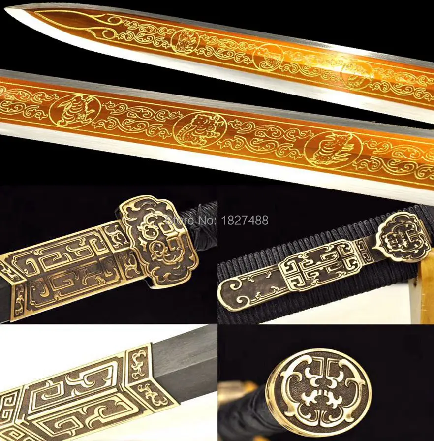 Прекрасный Красный T1095 сталь зодиака лезвие острый китайский ручной Dao меч RuYi Han