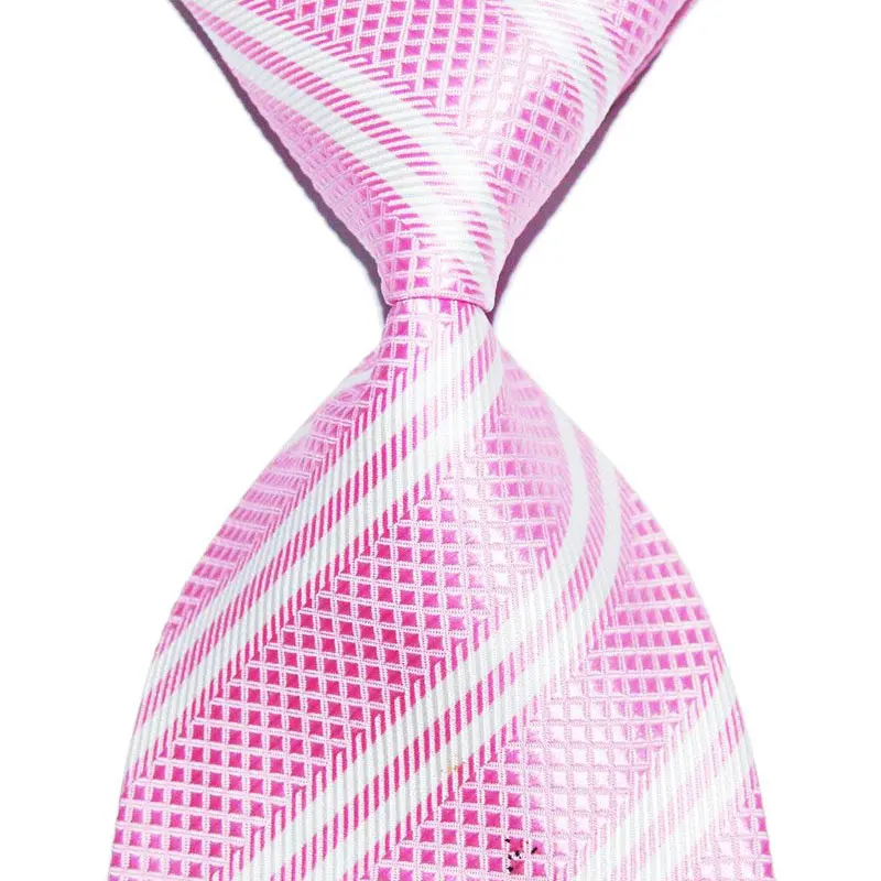 Pink Классический темно-серый клетчатый галстук для мужчин шелковый галстук 10 см ширина модный жаккардовый тканый праздничная одежда Бизнес Свадебная вечеринка Новинка - Цвет: Pink