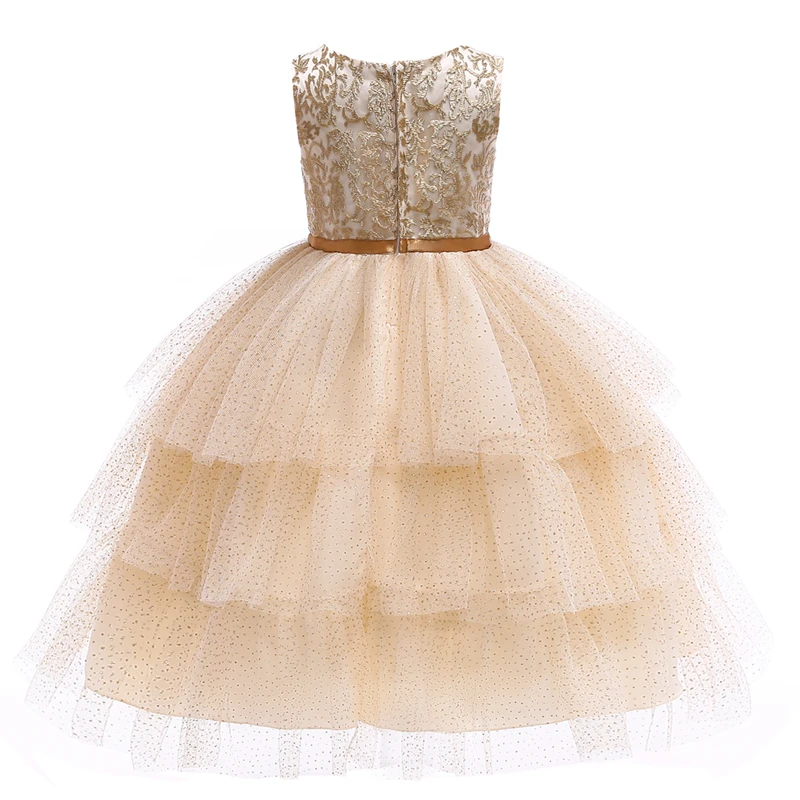 Embroidery Princess Dress Flower Girls Wedding Bridesmaid Dresses for Kids Tulle Cake Ball Gown Birthday Party Gress | Детская одежда и