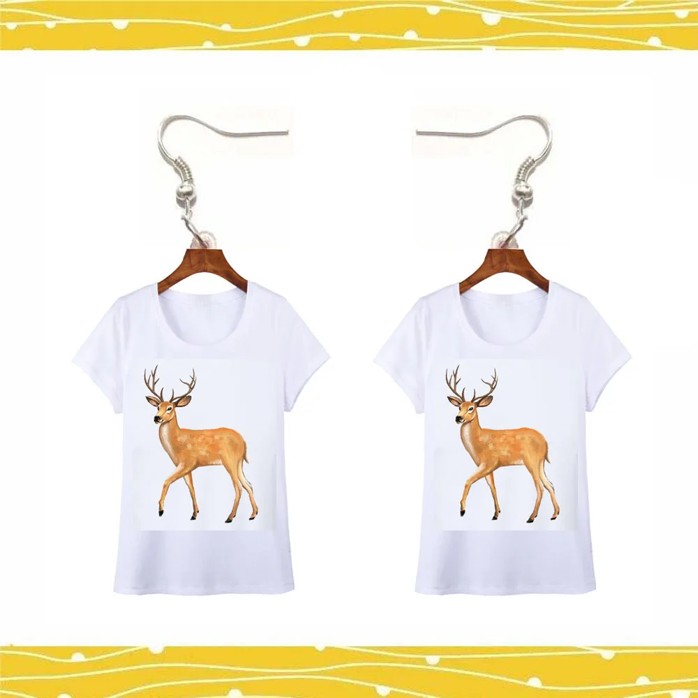 

Acrylic Kpop Fashion Women Ladies Girl Jewelry Dangle Earrings Clothes Deer T Shirt Style Pendant Big Drop Earring