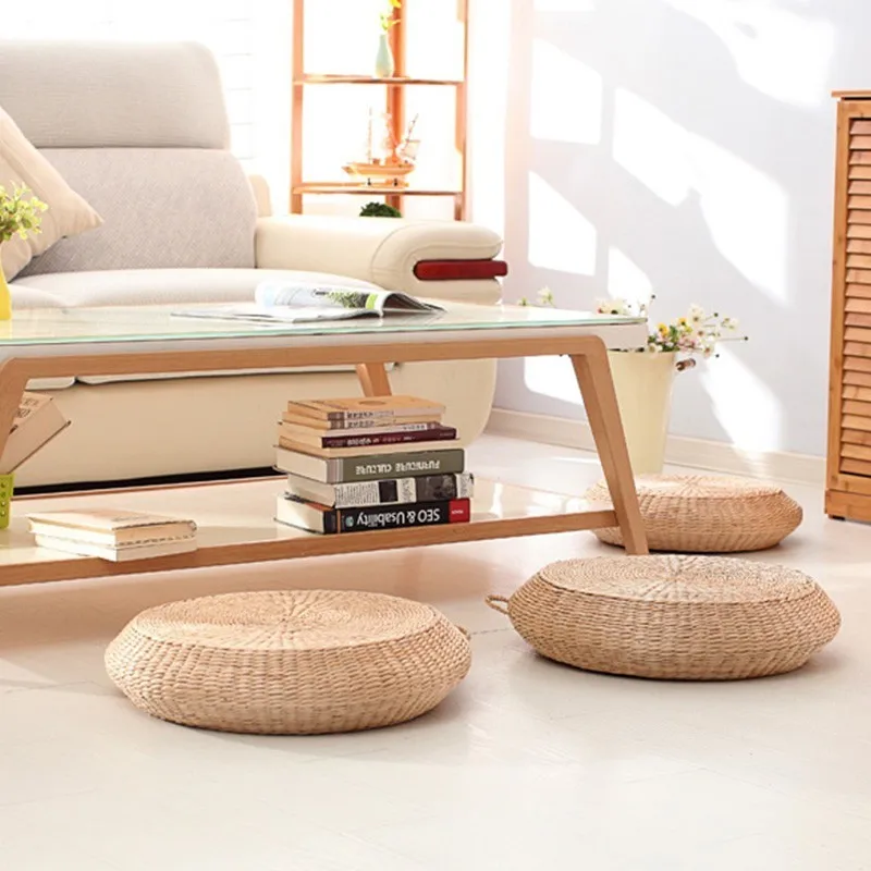 HOT SALE Tatami Cushion Round Straw Weave Handmade Pillow Floor Japanese Style Yoga Chair Sofa Adult Child Home Seat Mat 40/45cm