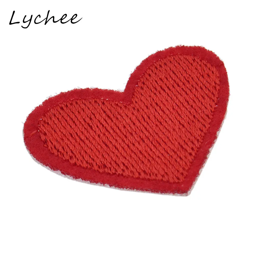 Lychee 10 шт. новинка вышивка красное сердце нашивка для школьных сумок джинсов