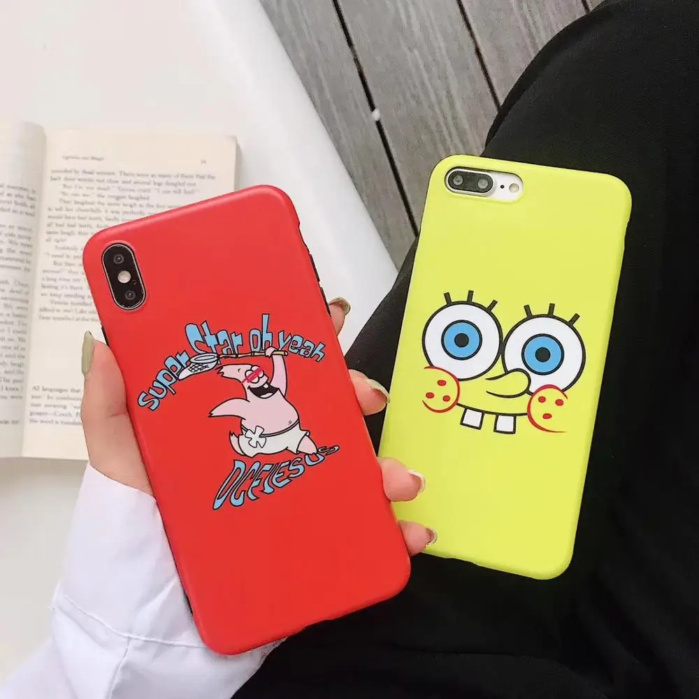 Cute Cartoon SpongeBob Square Pants Sponge Bob Phone Case for Apple iPhone XR XS Max X 8 7 6S Plus Cover soft Cases |