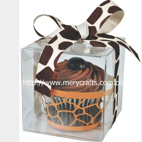 100pcs cube clear mini cupcake PVC boxes plastic packaging for wedding | Дом и сад
