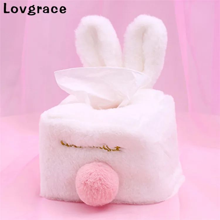 Lovgrace сладкий Луки жемчуг розовый кролик длинное ухо коробка для салфеток Держатель Servilletero раздатчик салфеток контейнер салфетка домашний Декор автомобиля