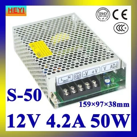 Светодиодный источник питания 12V 4.2A 100 ~ 120 V/200 240V AC вход Один выход импульсный 50W
