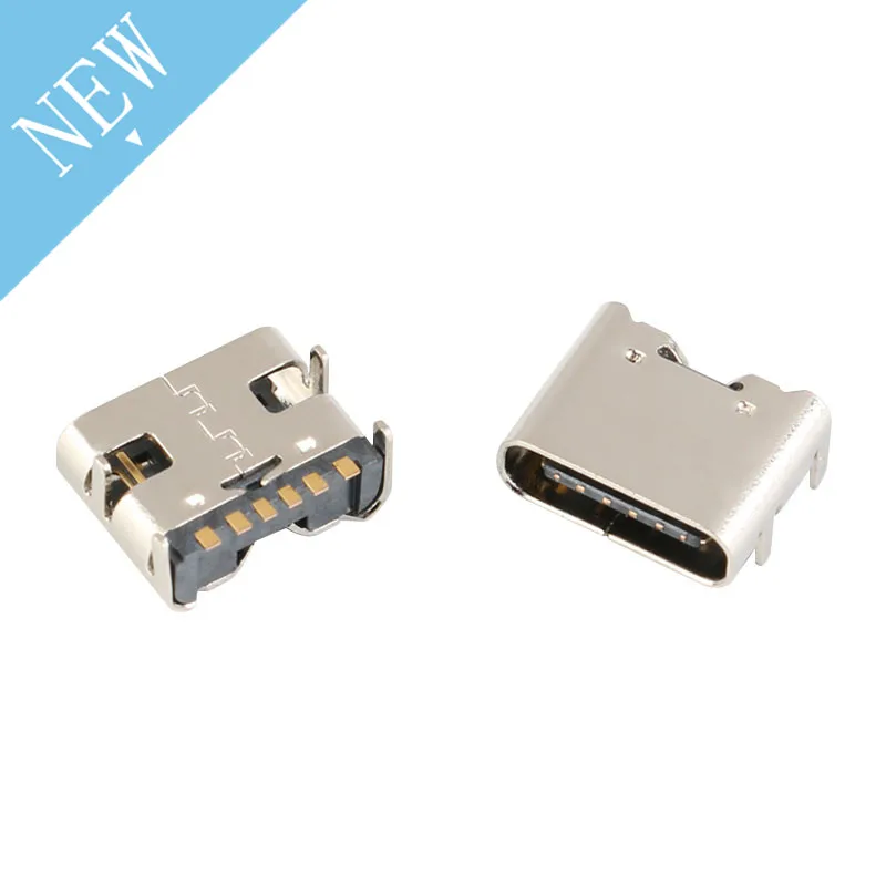 10 шт./лот 6 контактный разъем SMT Micro USB Type C 3 1 гнездовой SMD DIP для печатной платы