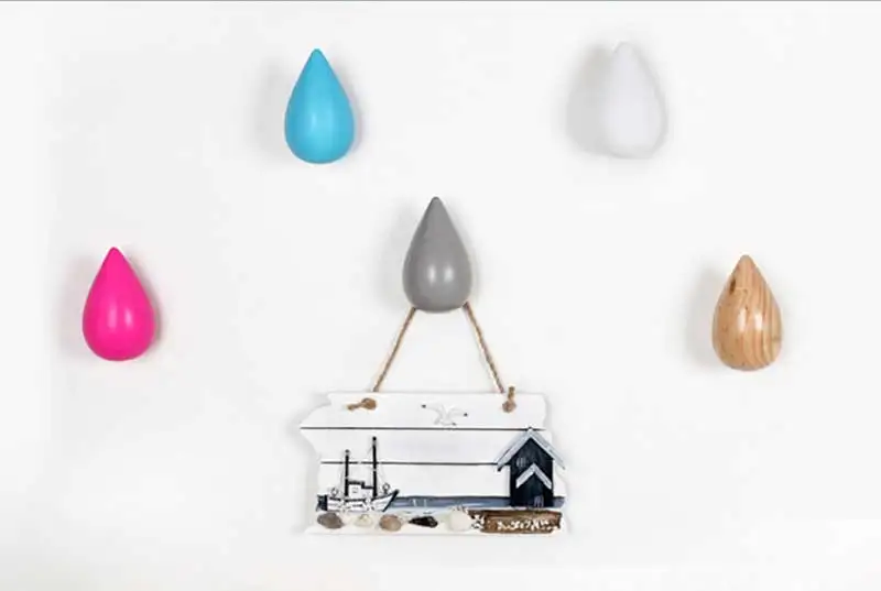 

3pcs wooden water small drop coat hat hanger, wall mounted coat hat hooks. 7 colors