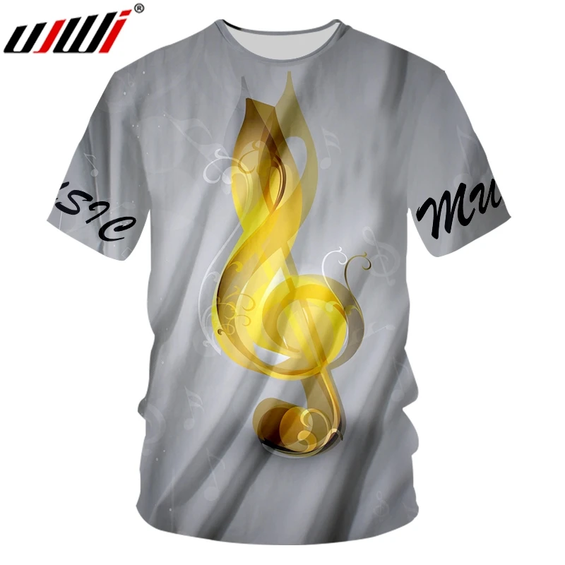 

Новая желтая футболка UJWI с 3D принтом музыкальных нот с круглым вырезом Мужская футболка модная мужская футболка унисекс Одежда в китайском ...