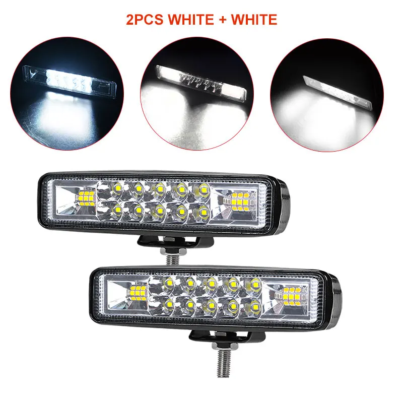 two pcs White 6 дюймов точечная Светодиодная рабочая лампа луч день лампы 12V 24V светодиодный светильник бар Автомобильная Поворотная фара для Jeep Lada внедорожника SUV KTM 4WD УАЗ ATV MPV Субару Outback - Цвет: two pcs White
