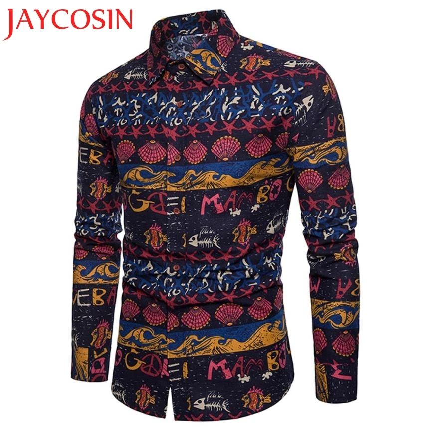Jaycosin 2018 Мужская Повседневная рубашка с длинным рукавом деловая приталенная