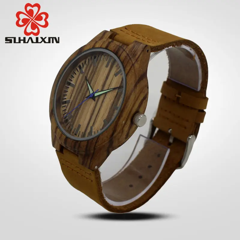 Мужские кварцевые часы SIHAIXIN Wood Man erkek kol saati круглые бамбуковые деревянные с