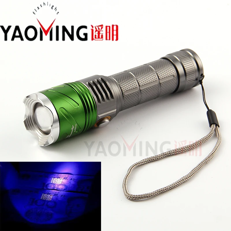 Горячая УФ 395nm CREE Q5 Zoom светодиодный фонарик Lanterna фиолетовый свет Cree LED
