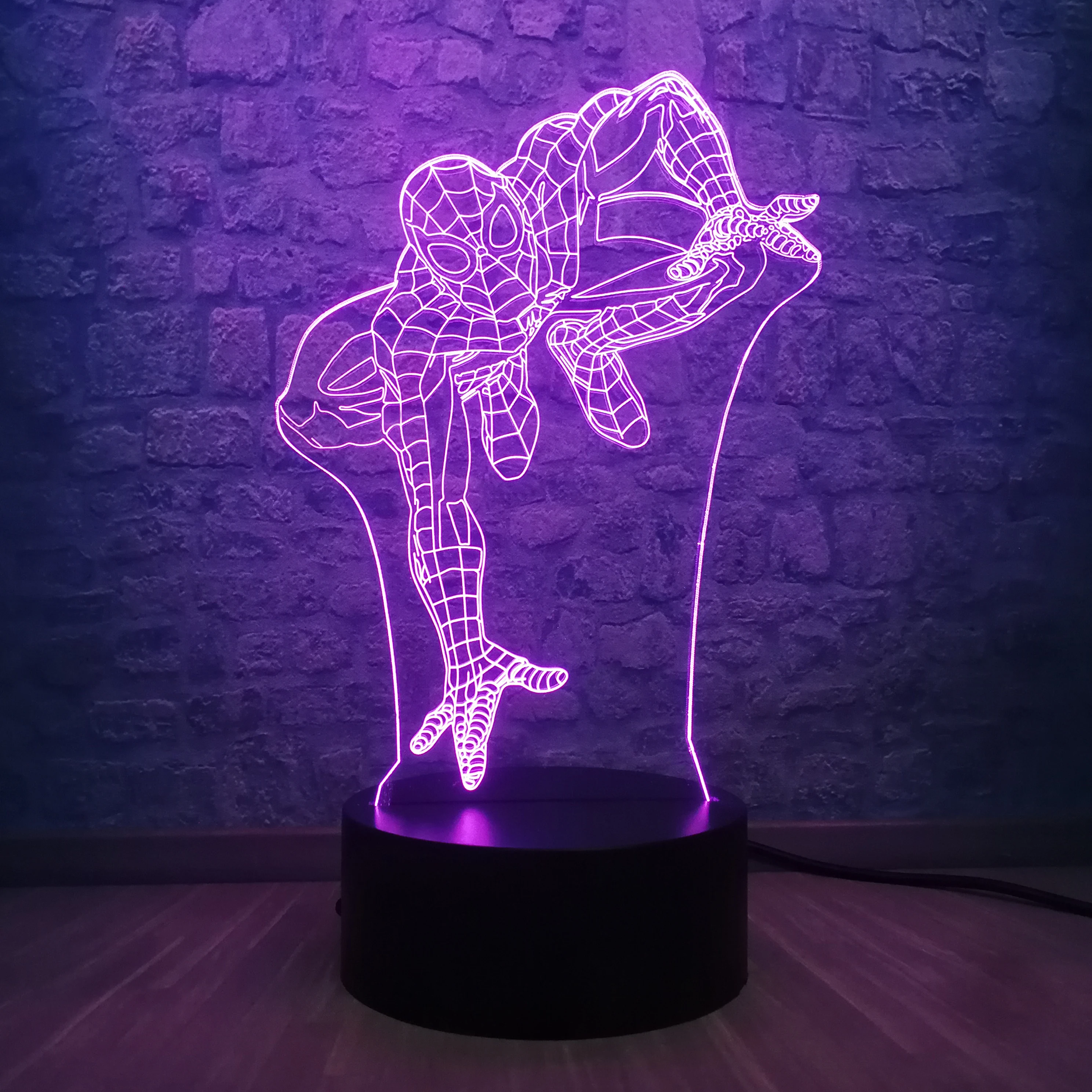 Супергерой Человек Фигурка Человека паука 3D лампа светодиодный многоцветный