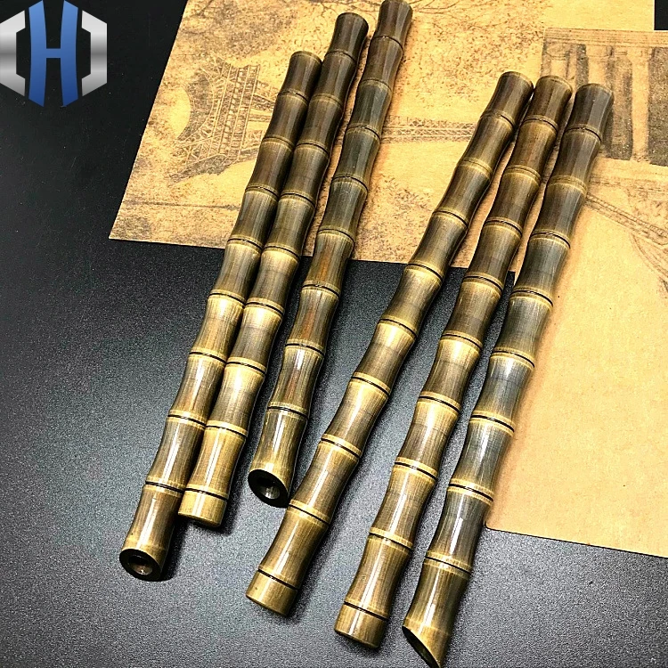 Новинка с бамбуковой секцией старая латунная ручка EDC ручной работы латунная ручка винтажная ручка для подписи нейтральная