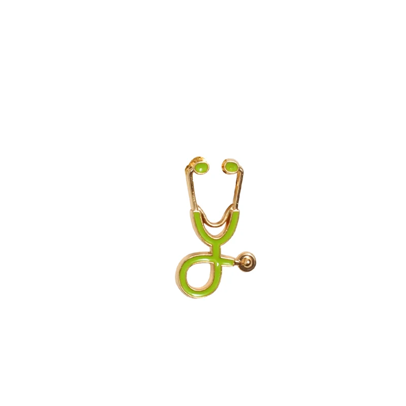 gold-green Высококачественные разноцветные броши, ювелирные изделия для доктора медсестры, стетоскоп, медицинские эмалевые Металлические Булавки, джинсовые куртки, значки, кнопки - Окраска металла: gold-green