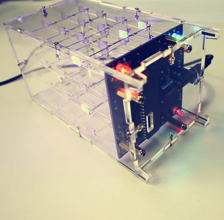 4 светодио дный 4X4 светодиодный кубический свет набор 3D DIY комплект электронный