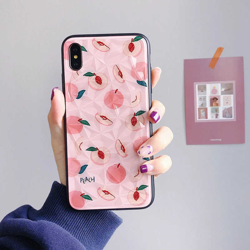 GYPHCA Алмазный розовый персиковый чехол для телефона iPhone 6 6s 7 8 Plus X XR XS Max Роскошный