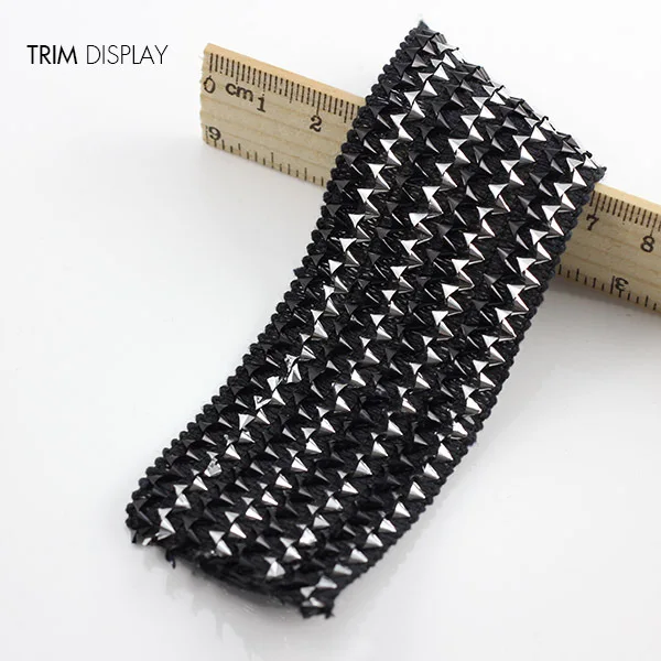 Кружевная ткань черный серебряный эластичный стрейч Лента отделка Аппликация в