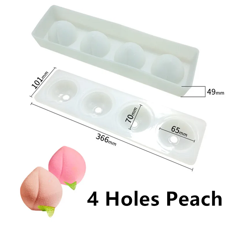 4 Holes Peach SHENHONG холодный Летний Фруктовый Торт Форма для выпечки французский десерт художественный мусс силиконовые 3D формы для выпечки кондитерские изделия для дома вечерние свадебные - Цвет: 4 Holes Peach