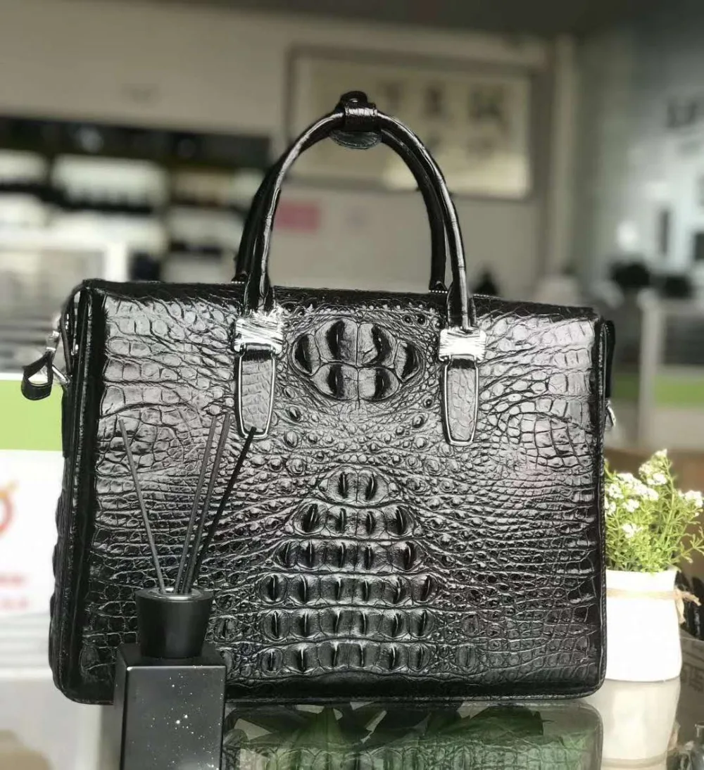 Синий цвет 100% натуральная крокодиловая кожа мужской деловой портфель сумка для
