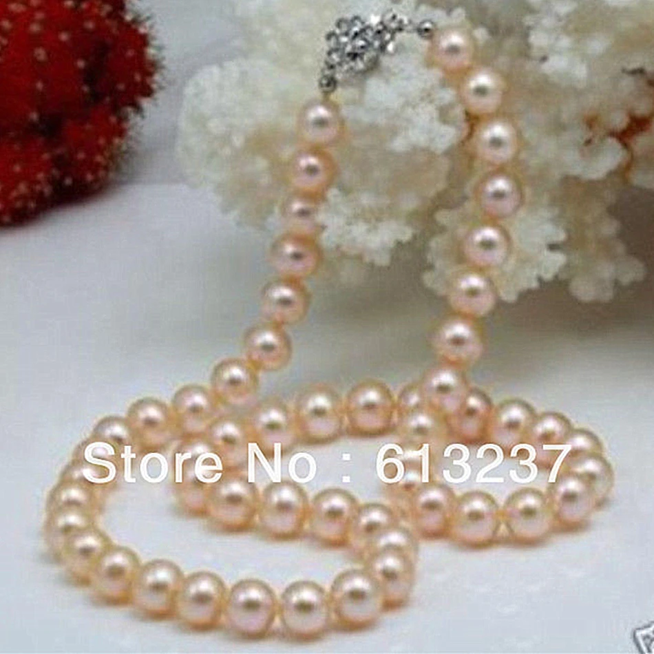 

Beautiful 8-9mm natural pink akoya natural pearl beads diy classical necklace making 18 inch MY4554