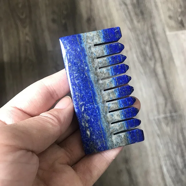 8cm lapis lazuli New Design Natural Various Crystal Dream Amethyst Rose Quartz Black Obsidian Lapis Lazuli Red Jasper Massage Comb for Beauty SQ - Цвет: 8cm lapis lazuli