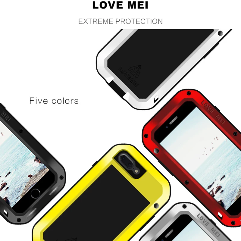 Для iPhone 7 LOVE MEI Life водонепроницаемый металлический чехол для 8 X SE 5 5c 6 Plus защитный