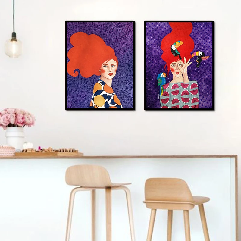 

SELFLESSLY Art Nordic Poster Print Modern Style Vogue Girls Canvas Painting For Living Room Wall Art Pictures Fashion Figures