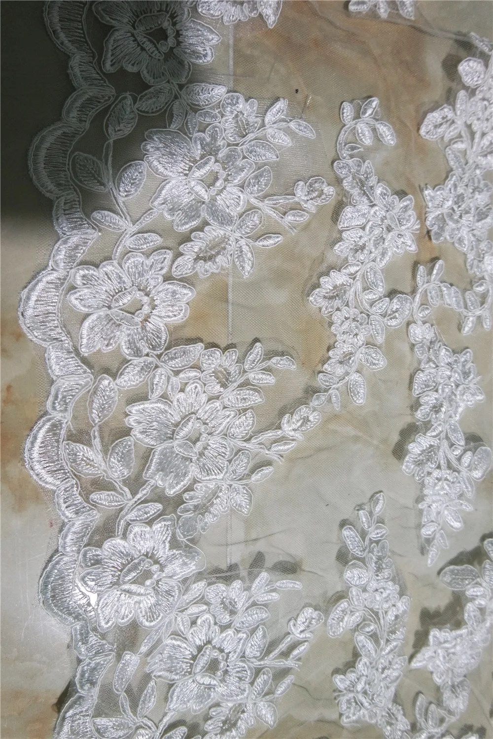 Рутшен Соборная Фата для невесты Румяна свадебная фата 2 яруса кружевная Длинная