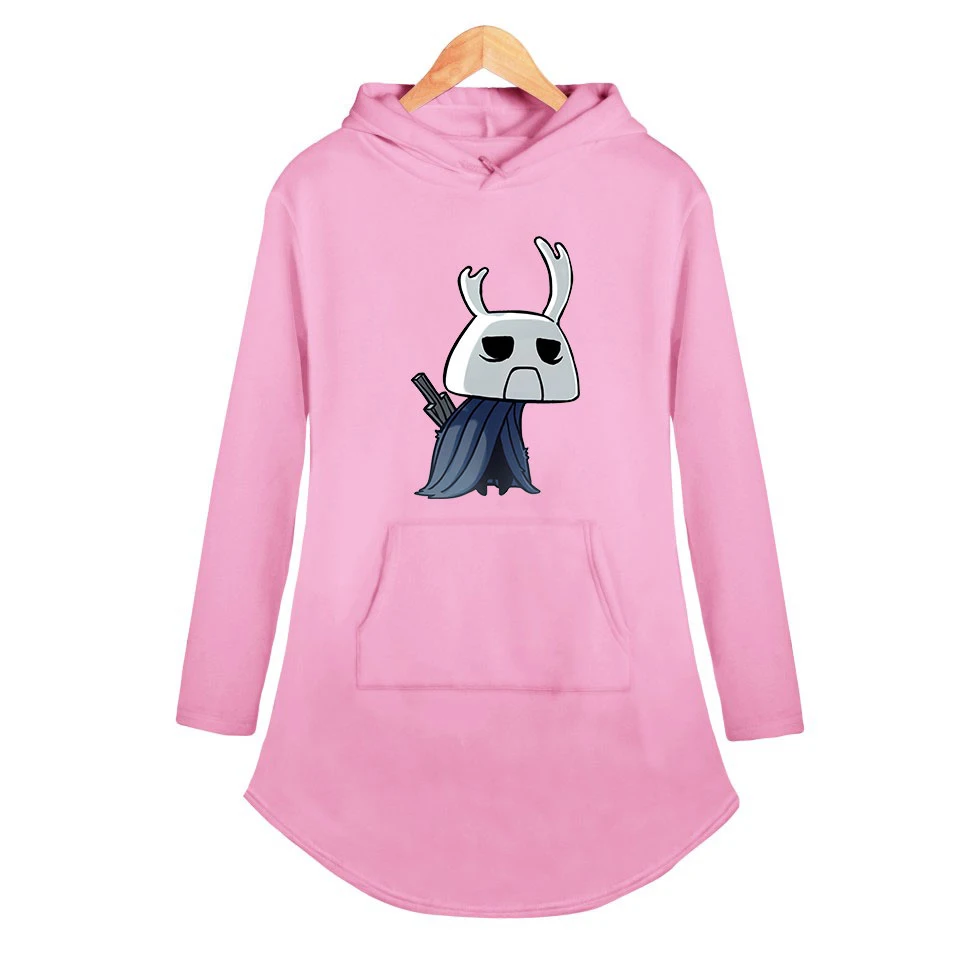 

2019 Hollow Knight Fashion Printed Hooded Dress Women Long Sleeve Trendy Dresses Hot Sale Streetwear Clothes Size From S to 2XL