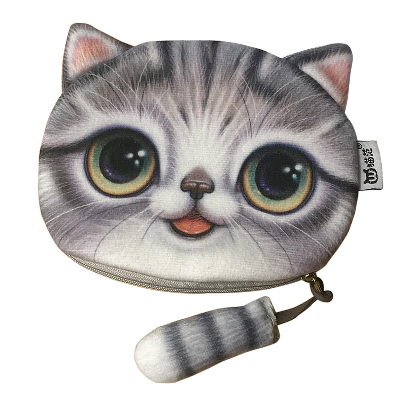 Кошелек с карманом для мелочи Дамский кошелек милый мультяшный 3D Кот/собака