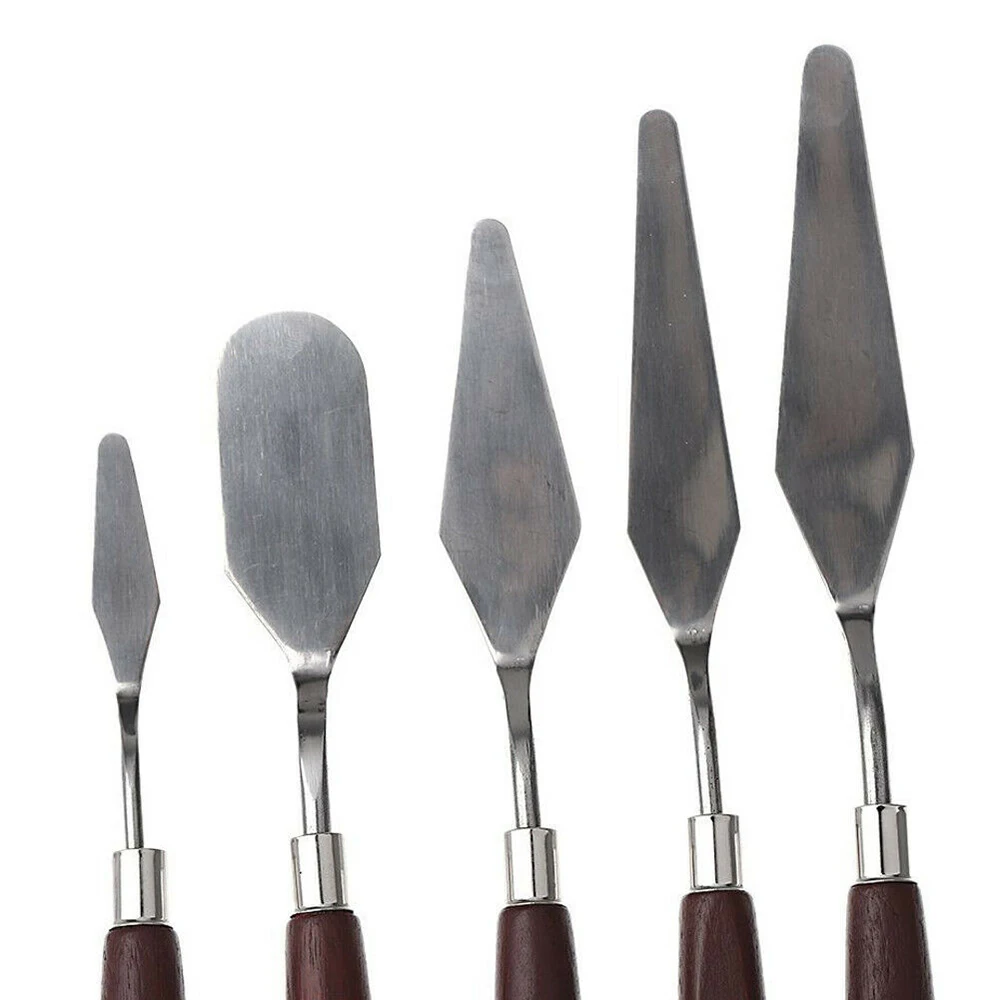 5pcs Practical Stainless Steel Spatula Palette Knife Painting Mixing Artist Scraper Set Coloring Tool |