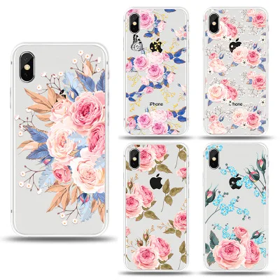 Ультра тонкий прозрачный чехол для телефона iPhone XS MAX XR X 8 7 6 6s Plus цветной цветочный