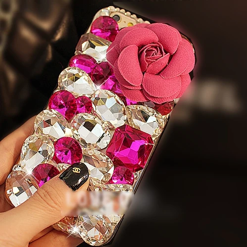 Горячий цветок DIY ошейник украшенный фальшивыми алмазами Bling Fundas чехол для Samsung