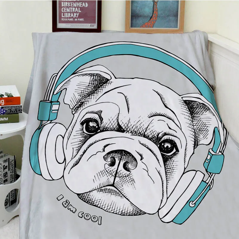 Теплое Мягкое плюшевое одеяло милый мультяшный Французский бульдог собака