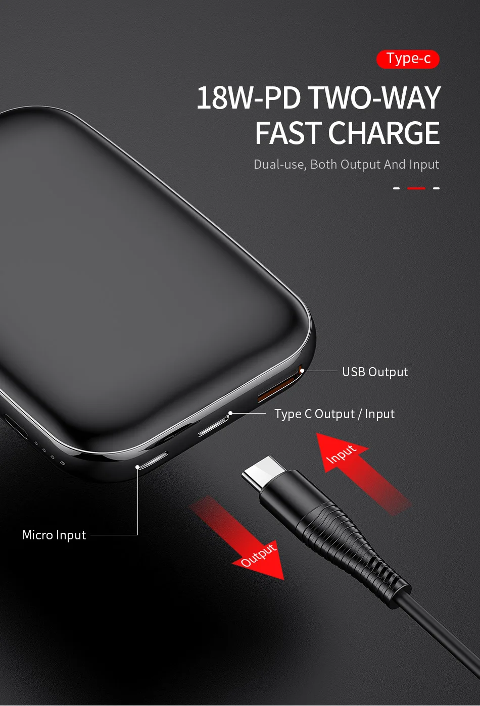 ROCK type C PD QC 3,0 внешний аккумулятор 10000 мАч внешний мини-аккумулятор USB PD Быстрая зарядка внешний аккумулятор для iphone XS X samsung