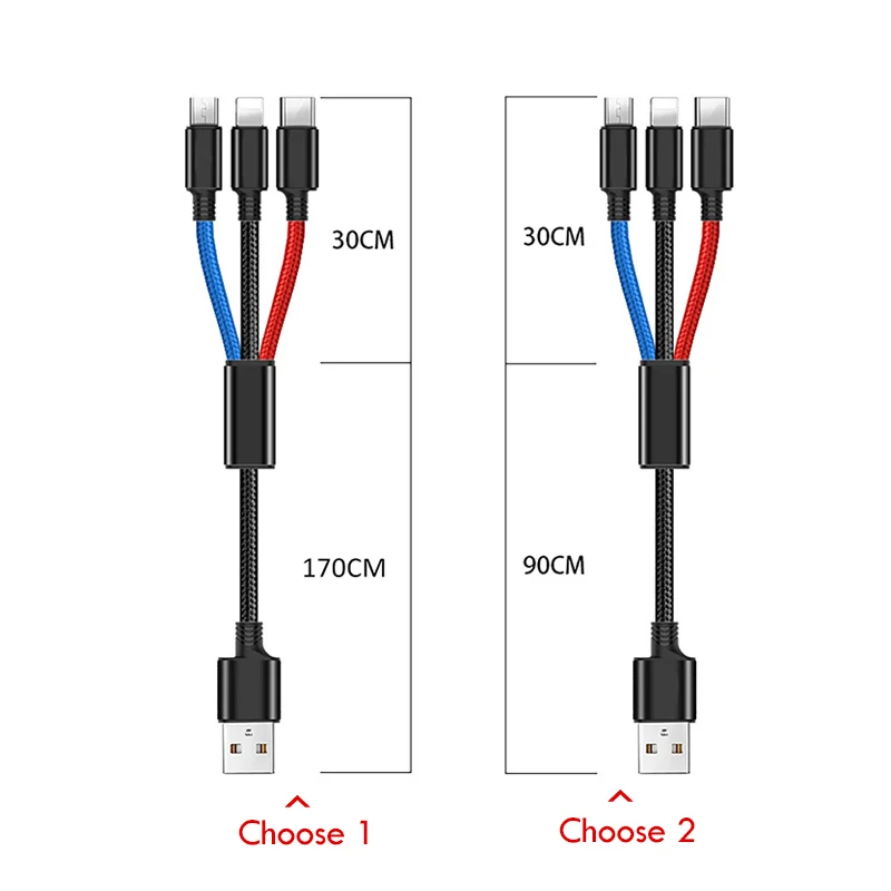 Универсальный зарядный кабель NOHON 3 в 1 8 Pin для iPhone 7 Plus Micro usb type C samsung Xiaomi Charge Line 2/2