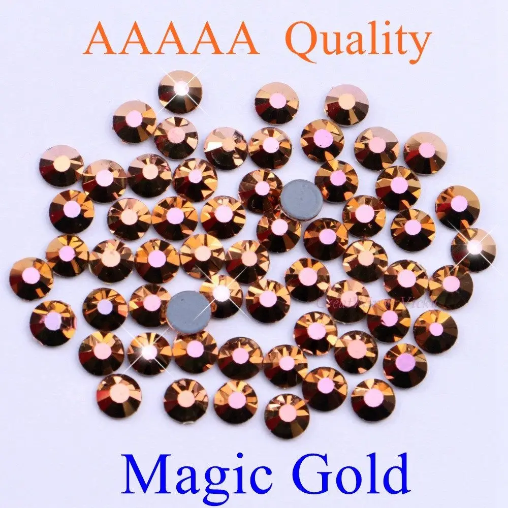 Высшее качество! Magic Gold стразы горячей фиксации SS6 SS10 SS16 SS20 SS30 Стразы с плоской