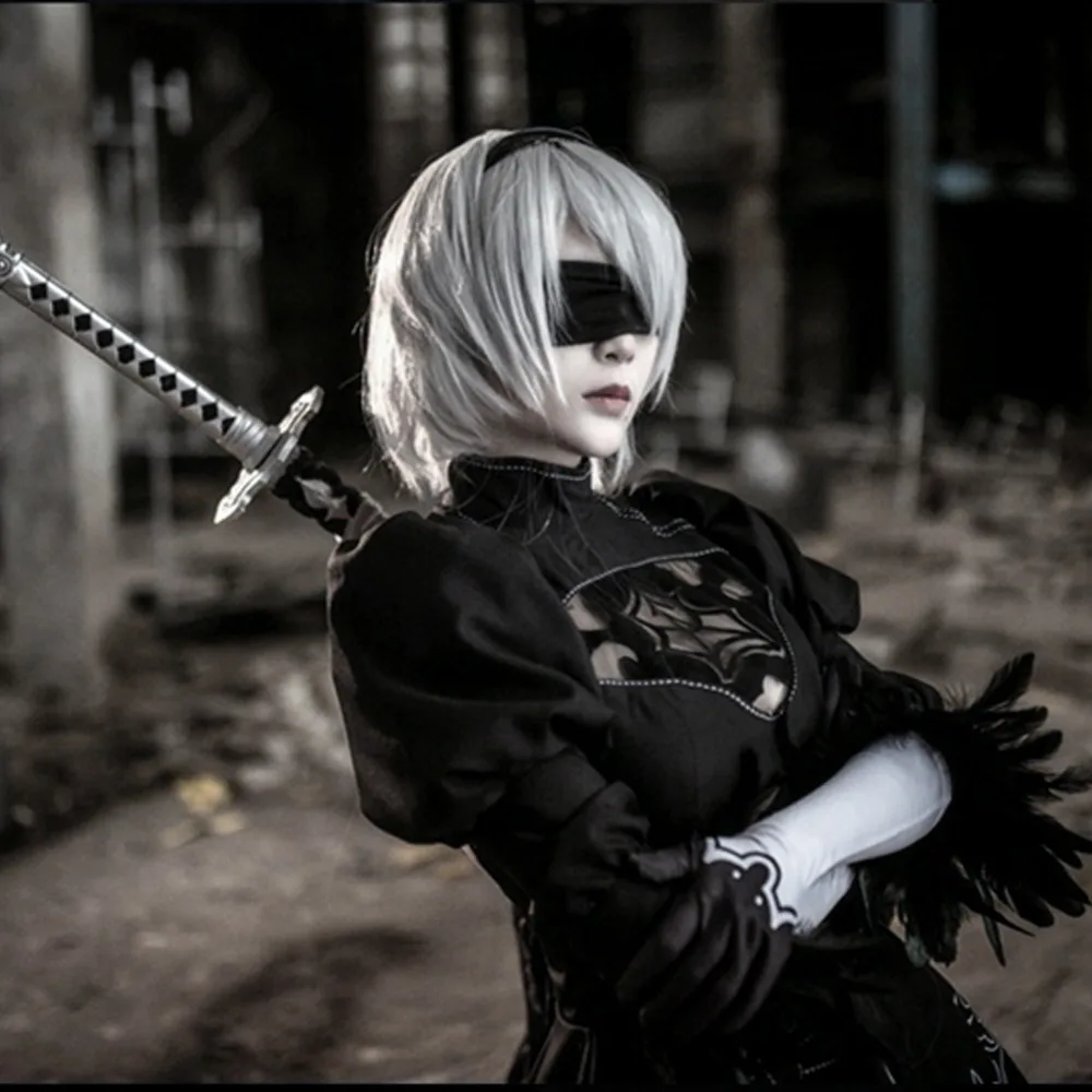 Женский костюм для косплея Nier Automata 2B нарядное черное платье Хэллоуина вечерние