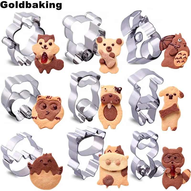 Goldbaking Нержавеющая сталь мультфильм Формочки животных бисквит формы помадка