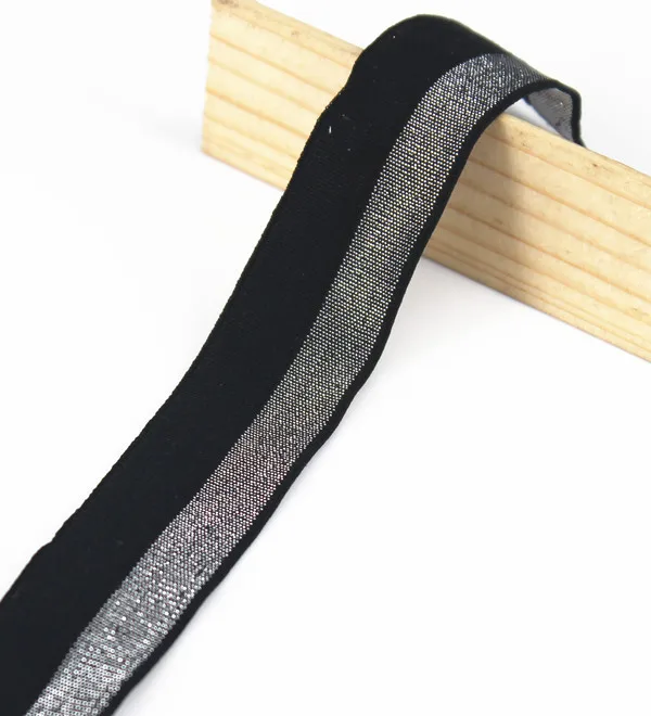 Черно-серебристая эластичная стрейч-лента 19 мм лента отделочная для детской