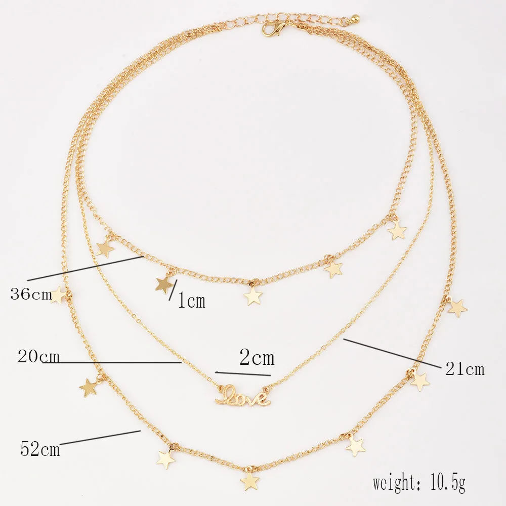 VIVILADY Boho золотистый цвет металлическая звезда Милая буква Многослойная цепь