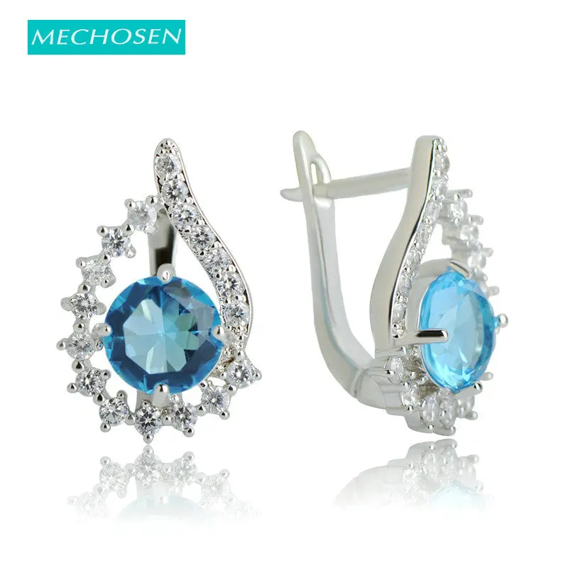 Женские медные серьги гвоздики MECHOSEN свадебные с кристаллами из циркония в форме